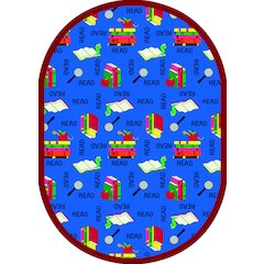 Kid Essentials Bookworm 10'9" x 13'2" Oval Area Rug in Color Blue