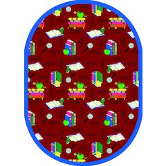 Kid Essentials Bookworm 10'9" x 13'2" Oval Area Rug in Color Red