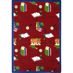 Kid Essentials Bookworm 7'8" x 10'9" Area Rug in Color Red