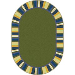 Kid Essentials Clean Green 7'8" x 10'9" Oval Area Rug in Color Bold