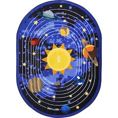 Kid Essentials Cosmic Wonders 10'9" x 13'2" Oval Area Rug in Color Black