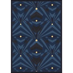 Any Day Matinee Deco Strobe 7'8" x 10'9" Area Rug in Color Navy