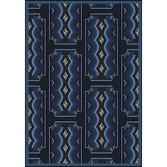 Any Day Matinee Deco Ticket 7'8" x 10'9" Area Rug in Color Blue