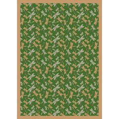 Kaleidoscope Dragonflies 7'8" x 10'9" Area Rug in Color Green