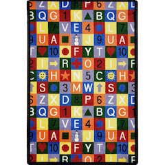 Playful Patterns Edu-Squares 7'8" x 10'9" Area Rug in Color Multi