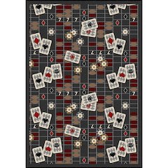 Games People Play Feeling Lucky 7'8" x 10'9" Area Rug in Color Charcoal