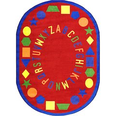 Kid Essentials First Lessons 10'9" x 13'2" Oval Area Rug in Color Red