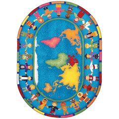 Kid Essentials Hands Around the World 10'9" x 13'2" Oval Area Rug in Color Multi