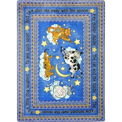 Kid Essentials Hey Diddle Diddle 7'8" x 10'9" Area Rug in Color Blue