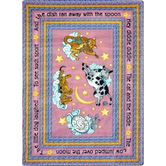 Kid Essentials Hey Diddle Diddle 7'8" x 10'9" Area Rug in Color Pink