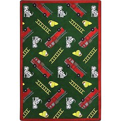 Playful Patterns Hook and Ladder 7'8" x 10'9" Area Rug in Color Green