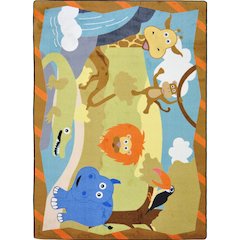 Kid Essentials Jungle Babies 7'8" x 10'9" Area Rug in Color Multi
