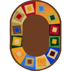 Kid Essentials Off Balance 10'9" x 13'2" Oval Area Rug in Color Neutrals