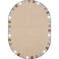 Kid Essentials On the Border 10'9" x 13'2" Oval Area Rug in Color Neutrals