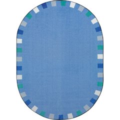 Kid Essentials On the Border 10'9" x 13'2" Oval Area Rug in Color Softs