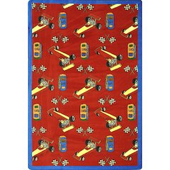 Playful Patterns Pit Stop 7'8" x 10'9" Area Rug in Color Red