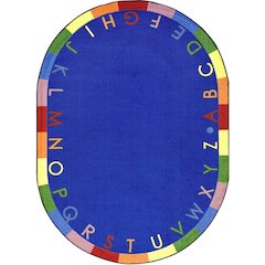 Kid Essentials Rainbow Alphabet 7'8" x 10'9" Oval Area Rug in Color Primary
