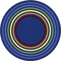 Kid Essentials Rainbow Rings 13'2" Round Area Rug in Color Multi