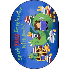 Kid Essentials Reading Cave 10'9" x 13'2" Oval Area Rug in Color Multi