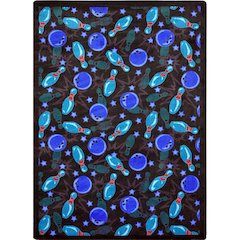 Games People Play Retro Bowl 7'8" x 10'9" Area Rug in Color Cool Blue