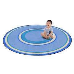 Kid Essentials Ripples 13'2" Round Area Rug in Color Boy Blue