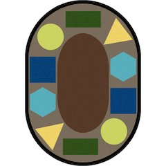 Kid Essentials Sitting Shapes 10'9" x 13'2" Oval Area Rug in Color Earthtone