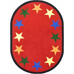 Kid Essentials Star Space 7'7" Round Area Rug in Color Multi