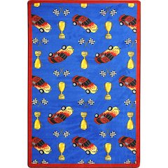 Playful Patterns Start Your Engines 7'8" x 10'9" Area Rug in Color Blue