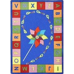 Kid Essentials Alphabet Pinwheel 7'8" x 10'9" Oval Area Rug in Color Multi