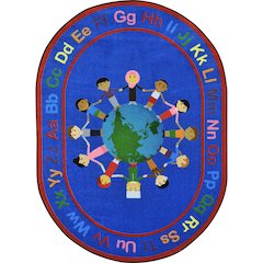 Kid Essentials A World of Friends 7'8" x 10'9" Oval Area Rug in Color Multi