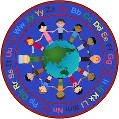 Kid Essentials A World of Friends 7'7" Round Area Rug in Color Multi