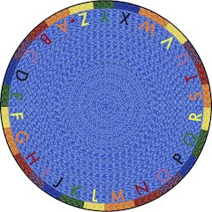 Kid Essentials Alphabet Braid 7'7" Round Area Rug in Color Multi