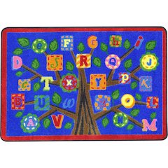 Kid Essentials Alphabet Leaves 2'8" x 3'10" Area Rug in Color Bold