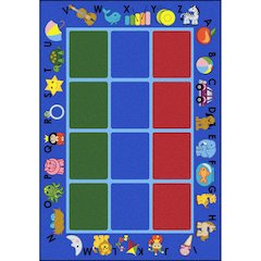 Kid Essentials Alphabet Phonics 5'4" x 7'8" Area Rug in Color Blue