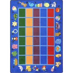 Kid Essentials Alphabet Phonics 7'8" x 10'9" Area Rug in Color Blue