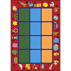 Kid Essentials Alphabet Phonics 5'4" x 7'8" Area Rug in Color Red