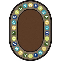 Kid Essentials Alphabet Spots 5'4" x 7'8" Oval Area Rug in Color Earthtone