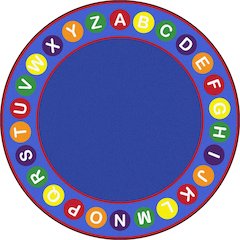 Kid Essentials Alphabet Spots 7'7" Round Area Rug in Color Multi