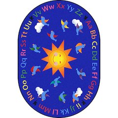 Kid Essentials Alphabet Tweet 5'4" x 7'8" Oval Area Rug in Color Multi