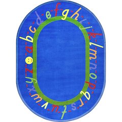 Kid Essentials AlphaScript 5'4" x 7'8" Oval Area Rug in Color Blue