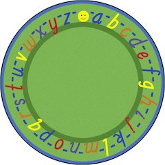 Kid Essentials AlphaScript 7'7" Round Area Rug in Color Green