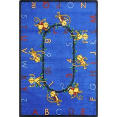 Kid Essentials Monkey Business 13'2" Round Area Rug in Color Blue