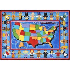 Kid Essentials I'm An American 13'2" Round Area Rug in Color Multi