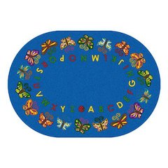 Kid Essentials Butterfly Delight 5'4" x 7'8" Oval Area Rug in Color Multi