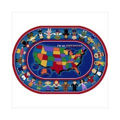 Kid Essentials I'm An American 5'4" x 7'8" Oval Area Rug in Color Multi