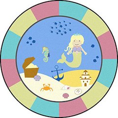 Kid Essentials Lil' Mermaid 7'7" Round Area Rug in Color Multi