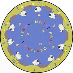 Kid Essentials Lamby Pie 7'7" Round Area Rug in Color Multi