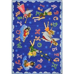 Kid Essentials Angel Alphabet 7'7" Round Area Rug in Color Multi
