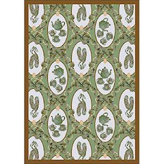 Kaleidoscope Ribbons and Bows 7'8" x 10'9" Area Rug in Color Green