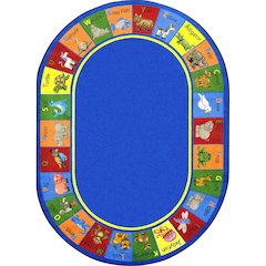 Kid Essentials Animal Phonics 5'4" x 7'8" Oval Area Rug in Color Multi
